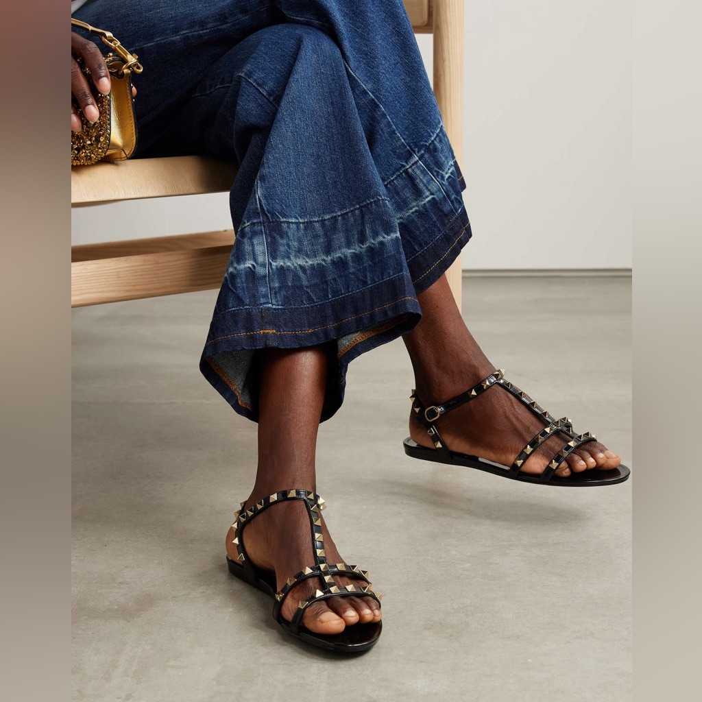Valentino Black And Silver Studded Sandals